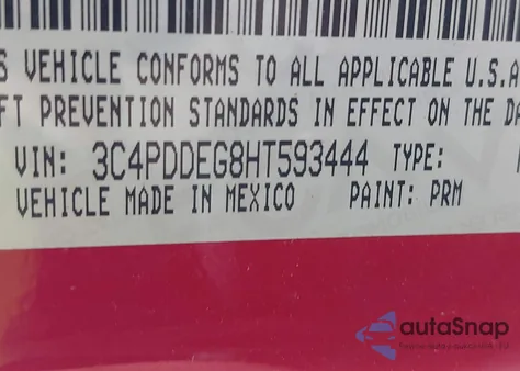 2017 Dodge Journey Gt Awd из США, поврежденный, VIN 3C4PDDEG8HT593444
